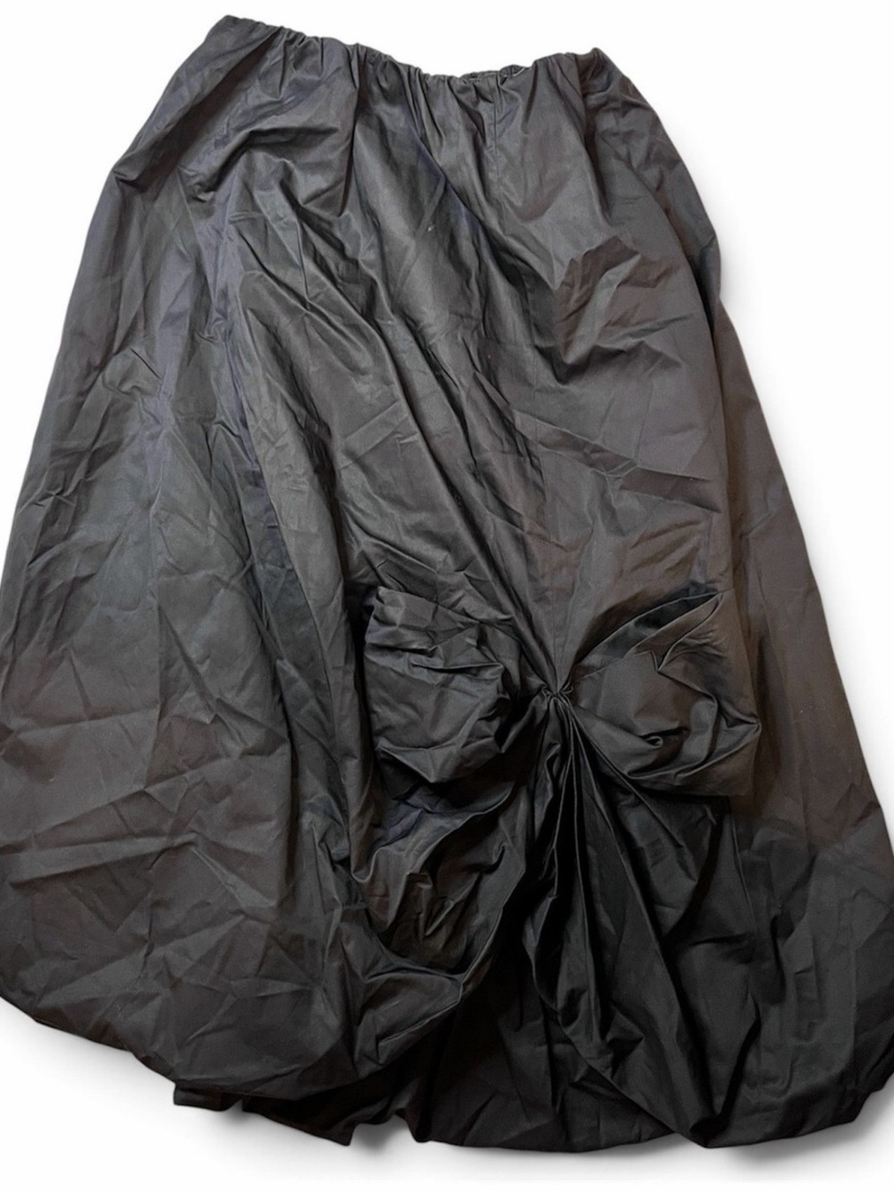NWT Zara Black Oversized Bow Bubble Hem Midi Skirt Size Large - Picture 2 of 10